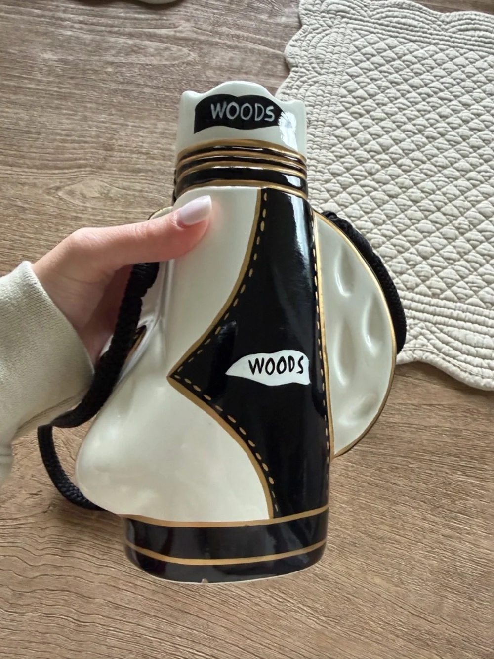 Timmy Woods Beverly Hills Golf Bag Crossbody Bag Purse White Black Gold VTG